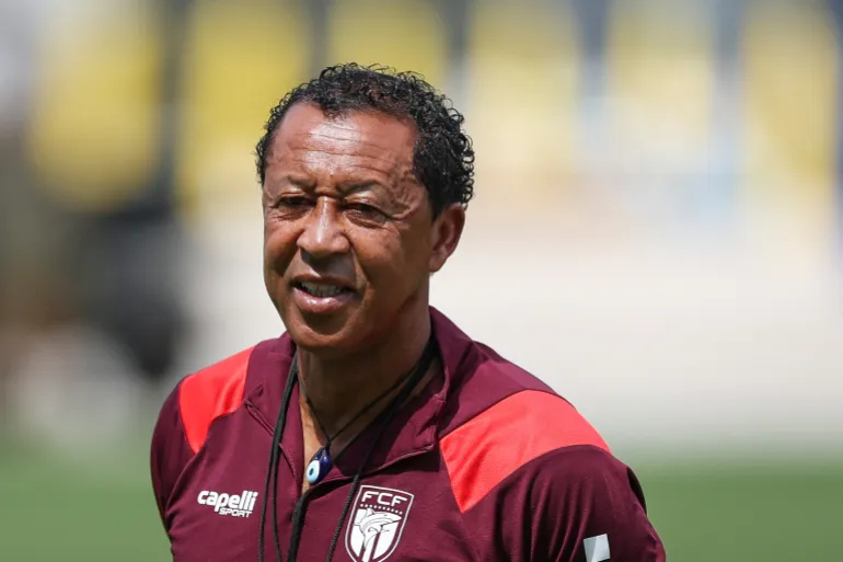 Cape Verde's head coach Bubista leads an MD-1 training session at Inter Miami CF Stadium in Fort Lauderdale on July 2, 2026, on the eve of the 2026 World Cup round of 32 football match between Argentina and Cape Verde.